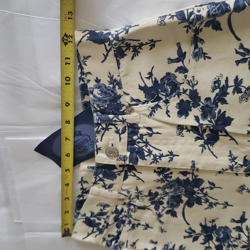 CAMBRIDGE New MOM Jeans Floral Print Ivory Blue Denim 100% Cotton NWT Womens🎉HP - Picture 9 of 14